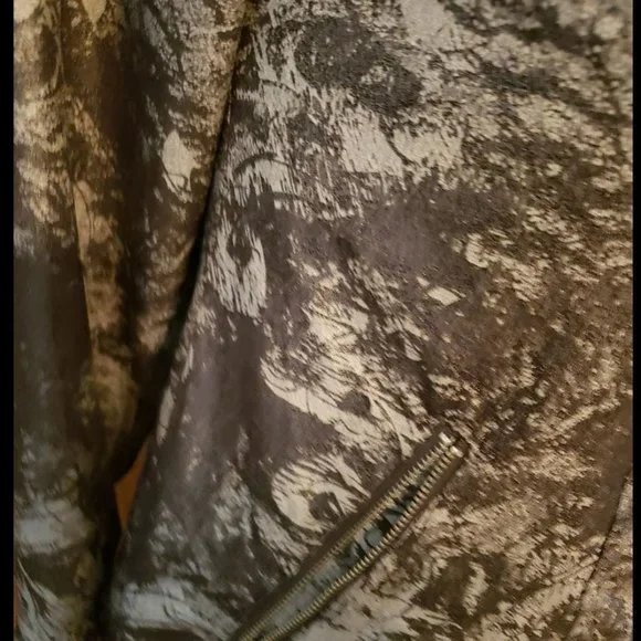 Chico's SZ 2 (L) Women's Blazer Jacket Zip up Black Gray Camouflage Mar… - Picture 3 of 5